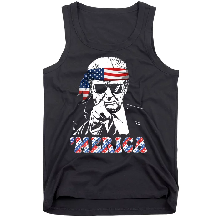 Merica Trump 4th Of July American Flag Festive Tank Top