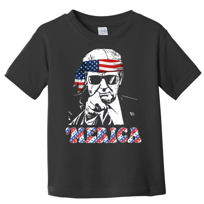 Merica Trump 4th Of July American Flag Festive Toddler T-Shirt