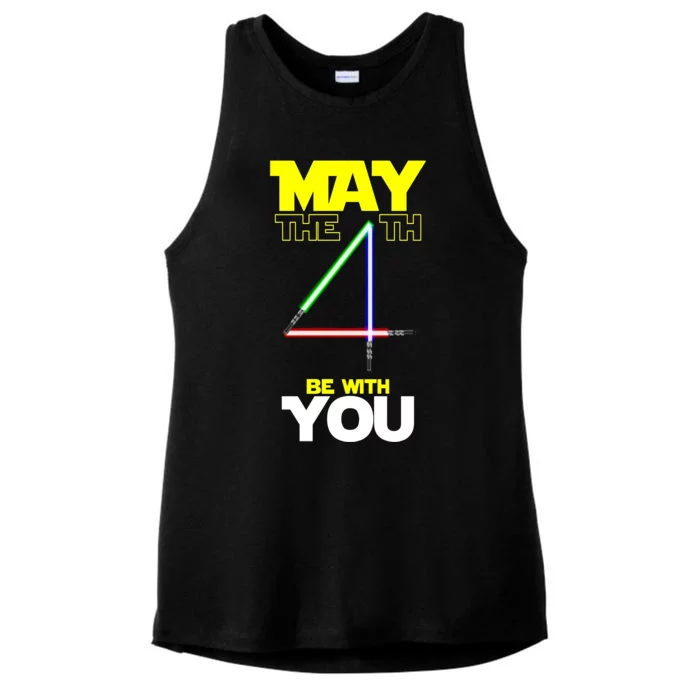 May The 4th Be With You Lightsaber Ladies Tri-Blend Wicking Tank