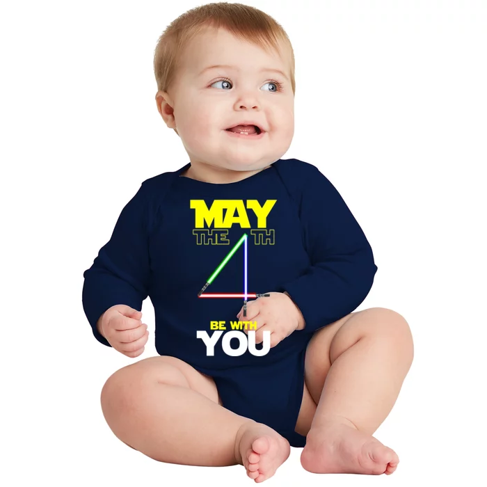 May The 4th Be With You Lightsaber Baby Long Sleeve Bodysuit