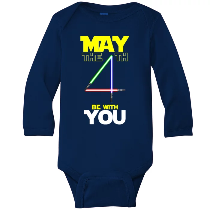 May The 4th Be With You Lightsaber Baby Long Sleeve Bodysuit