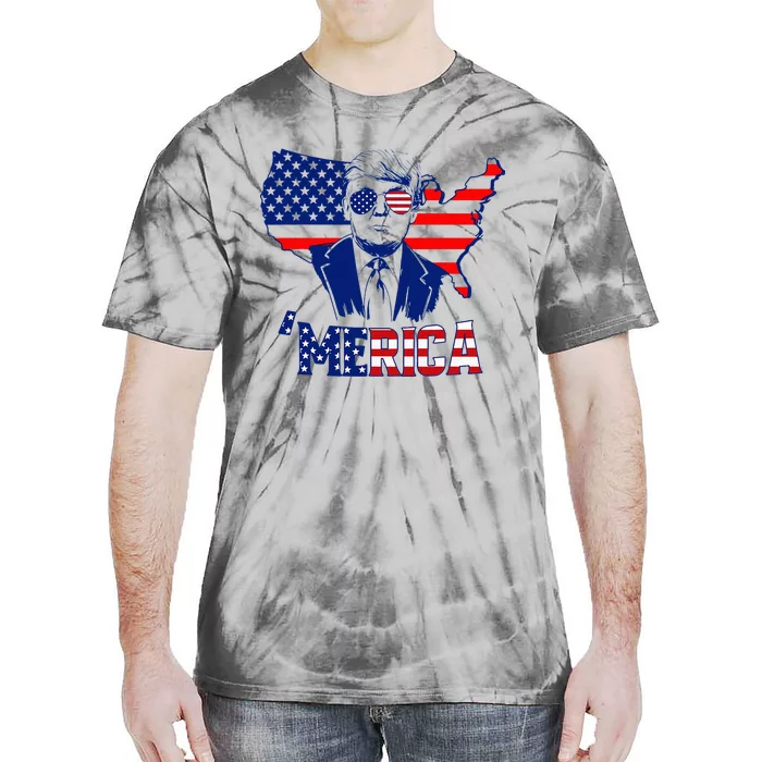 Merica Trump 4th Of July Trump American Flag Tie-Dye T-Shirt