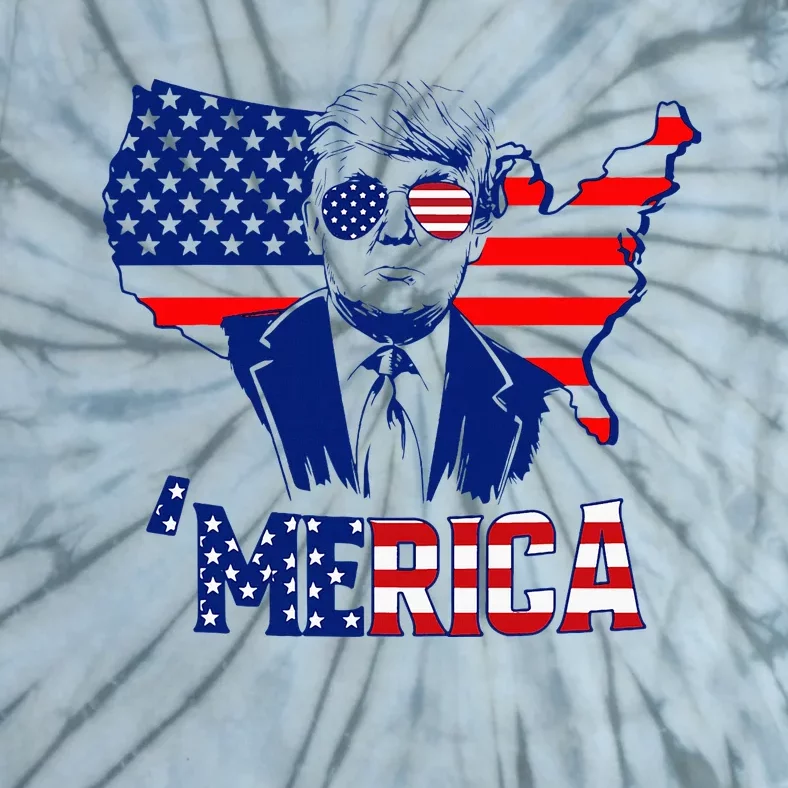 Merica Trump 4th Of July Trump American Flag Tie-Dye T-Shirt