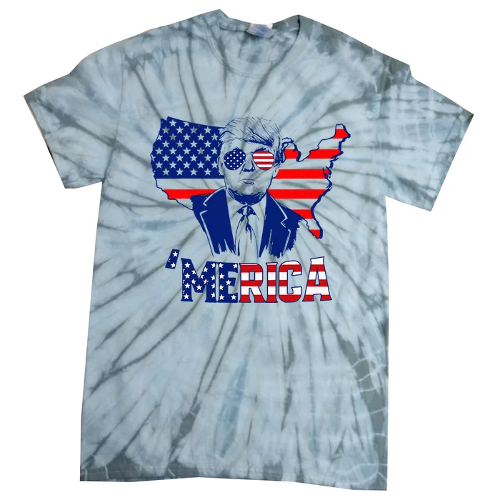 Merica Trump 4th Of July Trump American Flag Tie-Dye T-Shirt