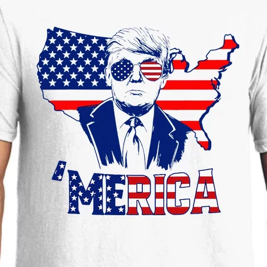 Merica Trump 4th Of July Trump American Flag Pajama Set