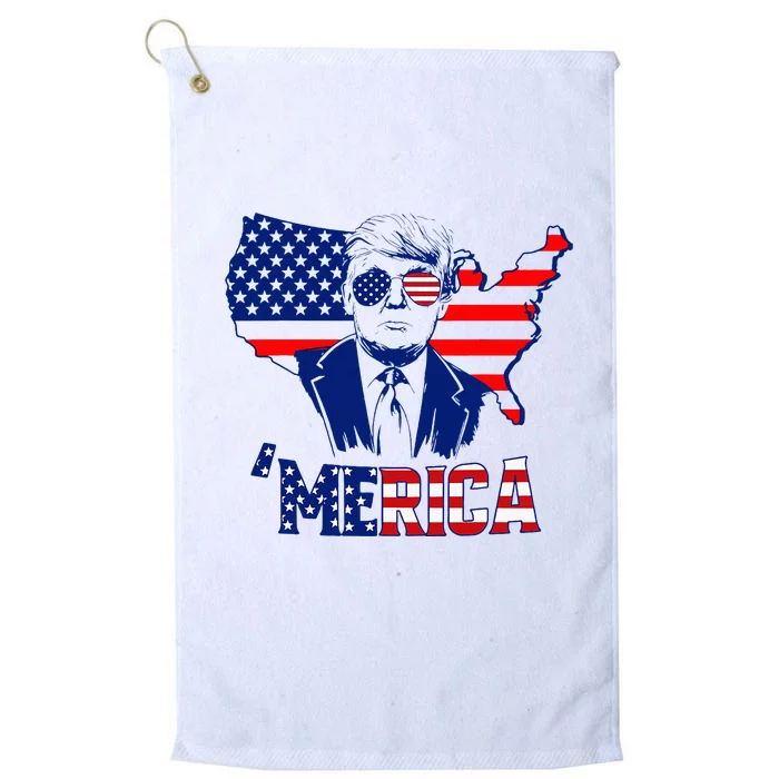 Merica Trump 4th Of July Trump American Flag Platinum Collection Golf Towel