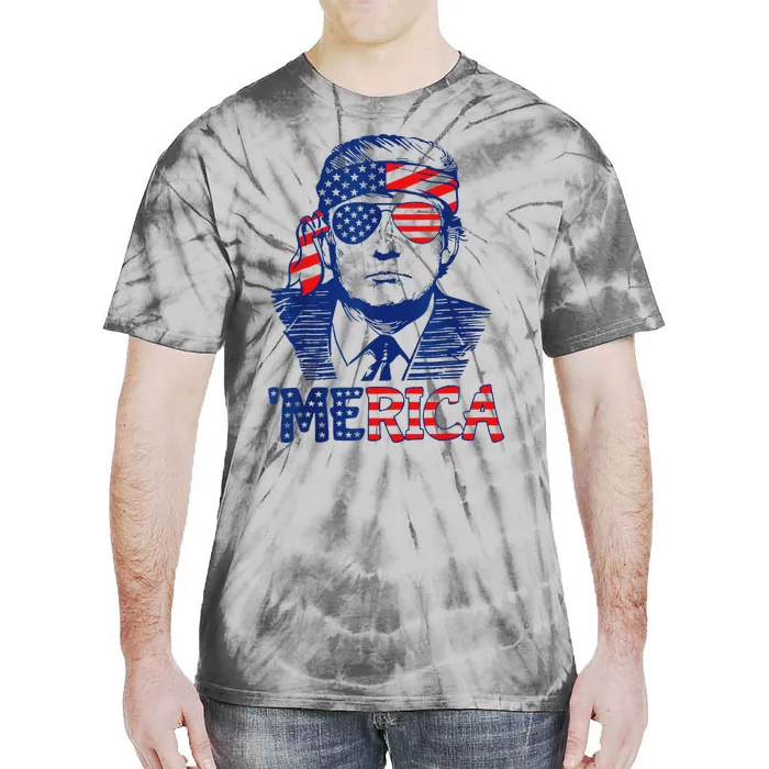 Merica Trump 4th Of July Fun American Flag Design Tie-Dye T-Shirt