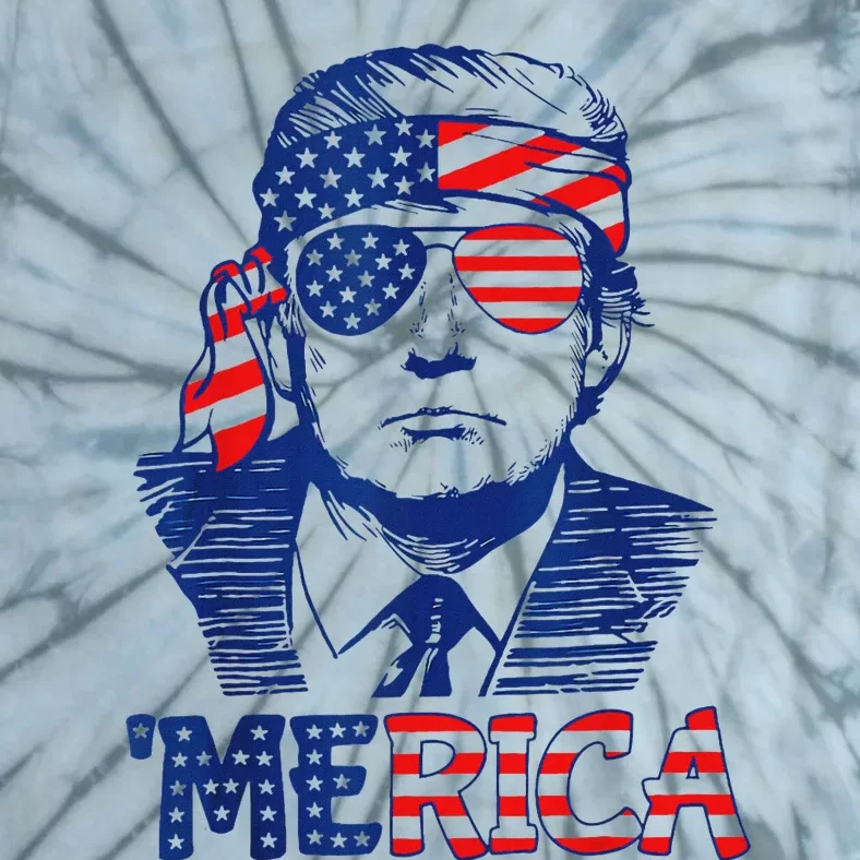 Merica Trump 4th Of July Fun American Flag Design Tie-Dye T-Shirt