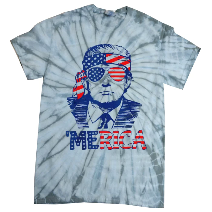 Merica Trump 4th Of July Fun American Flag Design Tie-Dye T-Shirt