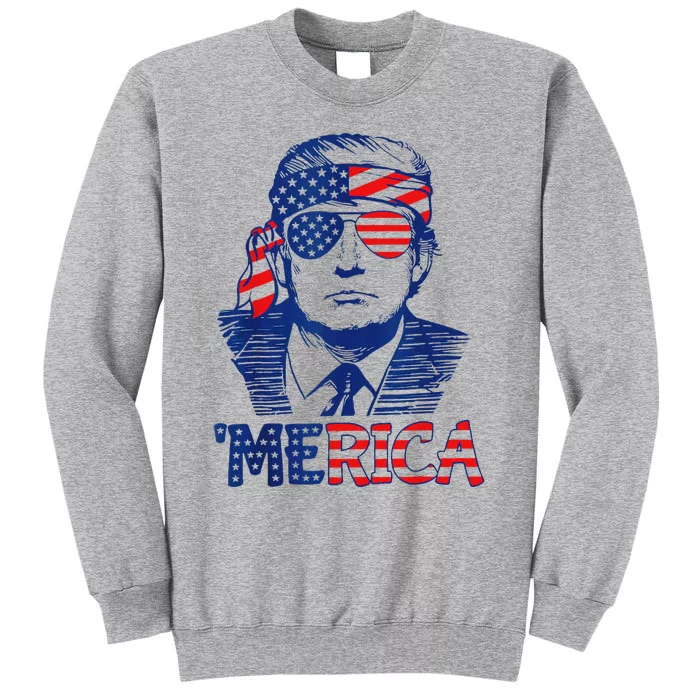 Merica Trump 4th Of July Fun American Flag Design Sweatshirt