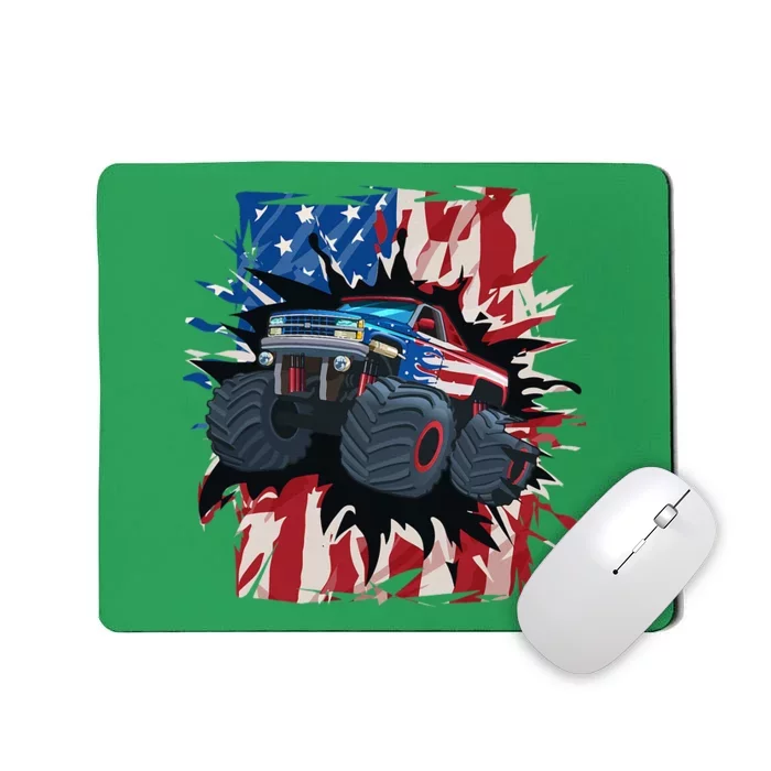 Monster Truck 4th Of July American Flag Usa Mousepad