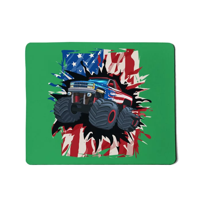 Monster Truck 4th Of July American Flag Usa Mousepad