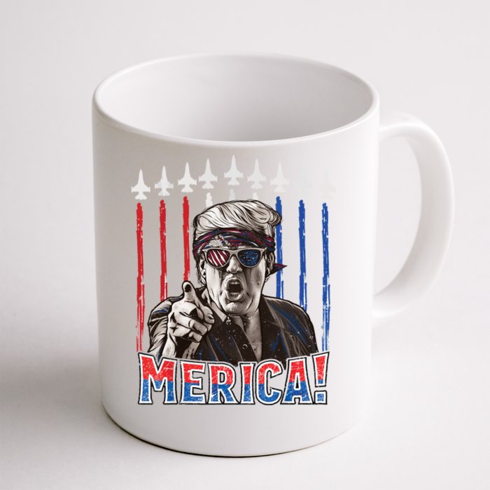 Merica Trump 4th Of July Patriotic American Flag Merica Gift Front & Back Coffee Mug