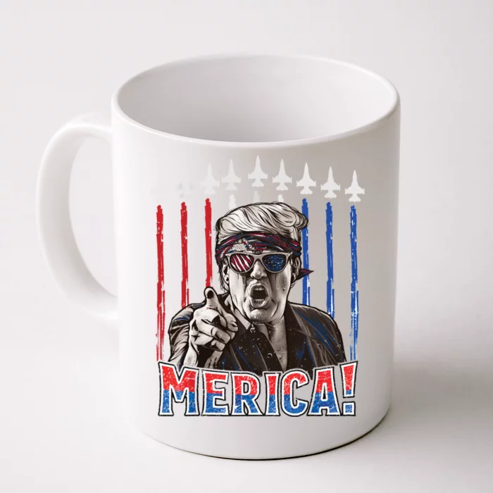 Merica Trump 4th Of July Patriotic American Flag Merica Gift Front & Back Coffee Mug