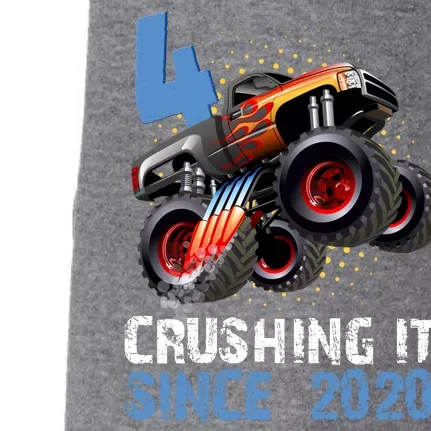 Monster Truck 4 Year Old Crushing It Since 2020 Birthday Doggie 3-End Fleece Hoodie