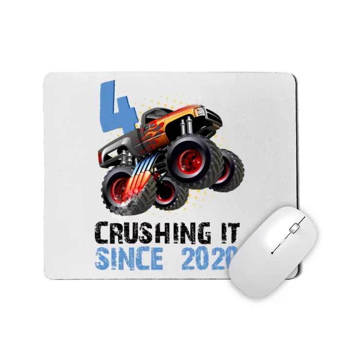 Monster Truck 4 Year Old Crushing It Since 2020 Birthday Mousepad