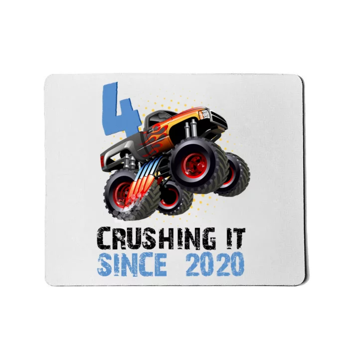 Monster Truck 4 Year Old Crushing It Since 2020 Birthday Mousepad