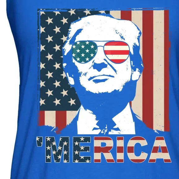 Merica Trump 4th Of July American Flag Republican Ladies Essential Flowy Tank