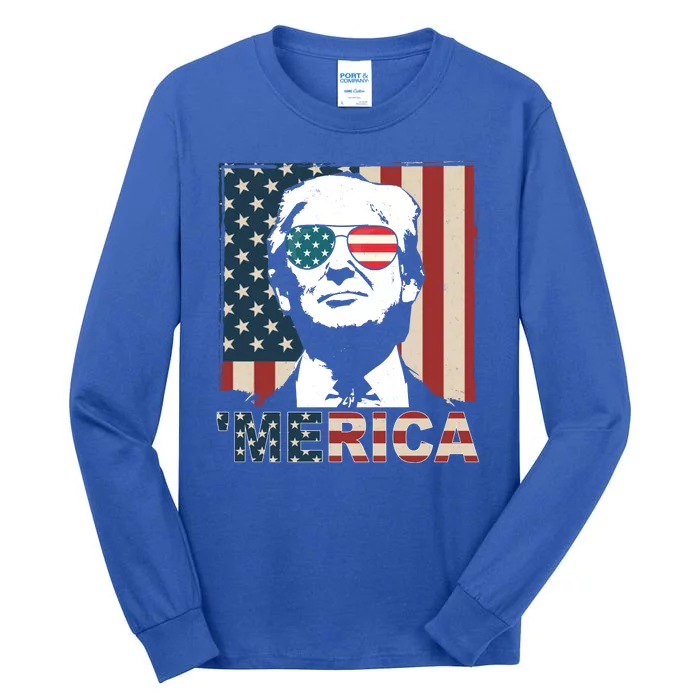 Merica Trump 4th Of July American Flag Republican Tall Long Sleeve T-Shirt