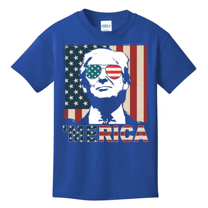 Merica Trump 4th Of July American Flag Republican Kids T-Shirt