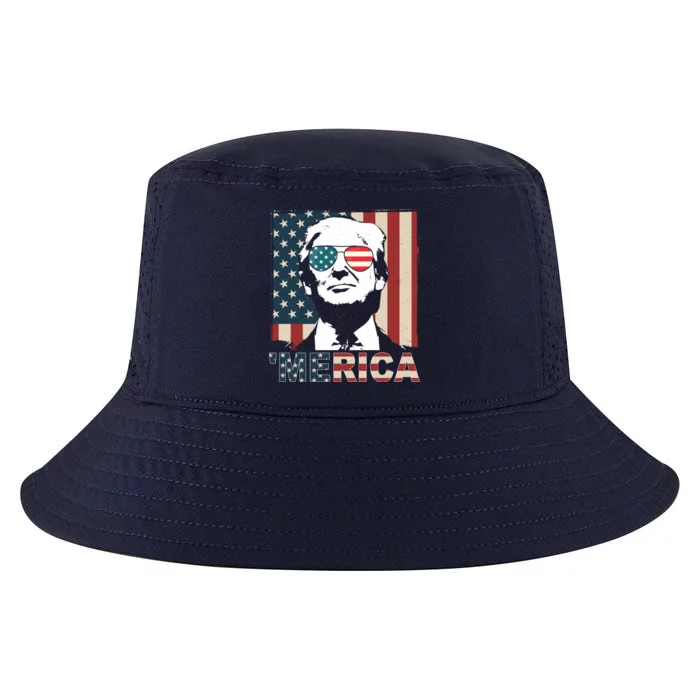 Merica Trump 4th Of July American Flag Republican Cool Comfort Performance Bucket Hat