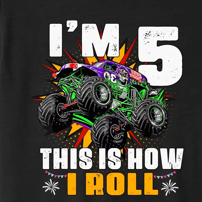 Monster Trucks 5th Birthday Party Five Years ChromaSoft Performance T-Shirt