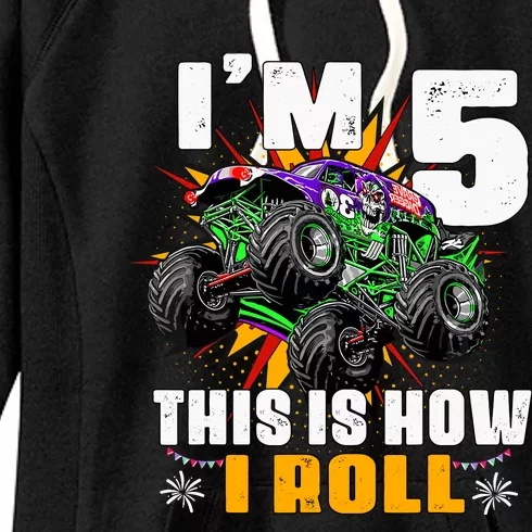 Monster Trucks 5th Birthday Party Five Years Women's Fleece Hoodie