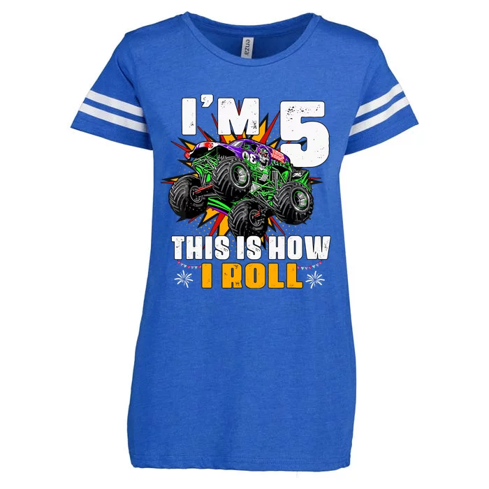 Monster Trucks 5th Birthday Party Five Years Enza Ladies Jersey Football T-Shirt