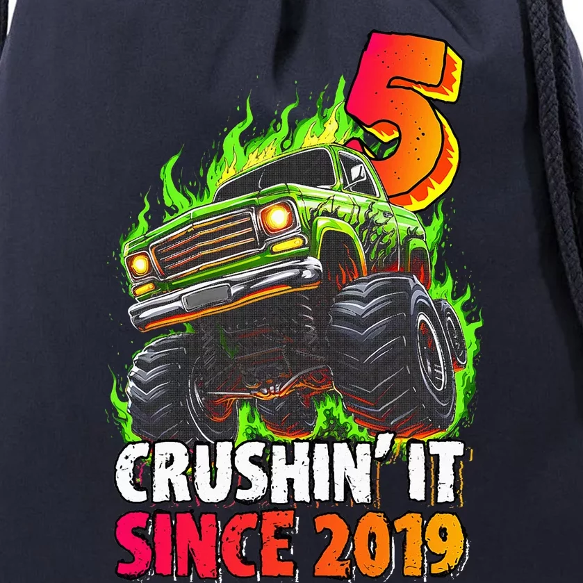 Monster Truck 5 Year Old  5th Birthday Party Born 2019 Drawstring Bag