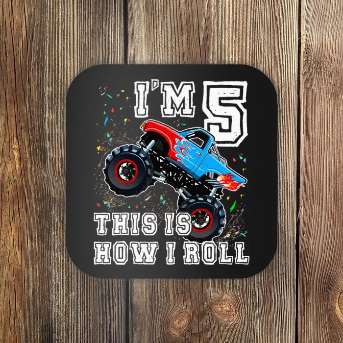 Monster Trucks 5th Birthday Party 5 Years Old Birthday Coaster