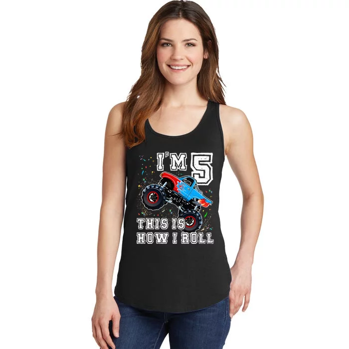 Monster Trucks 5th Birthday Party 5 Years Old Birthday Ladies Essential Tank