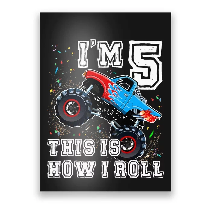 Monster Trucks 5th Birthday Party 5 Years Old Birthday Poster