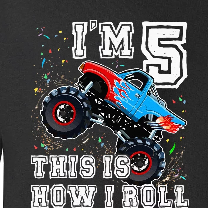 Monster Trucks 5th Birthday Party 5 Years Old Birthday Toddler Sweatshirt