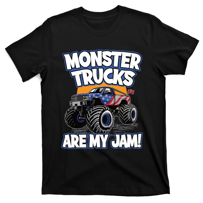 Monster Trucks Are My Jam | American Flag Monster Truck T-Shirt