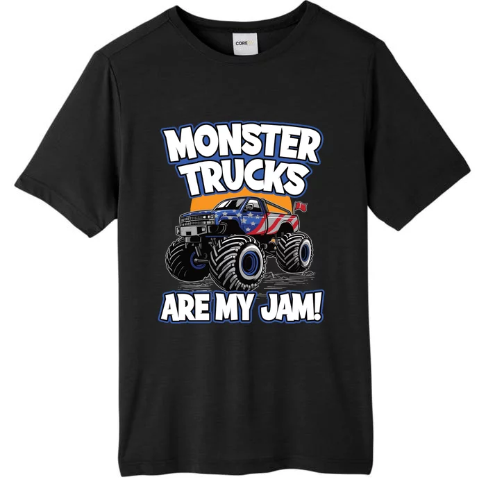 Monster Trucks Are My Jam | American Flag Monster Truck ChromaSoft Performance T-Shirt