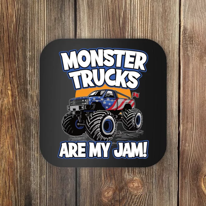 Monster Trucks Are My Jam | American Flag Monster Truck Coaster