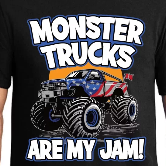 Monster Trucks Are My Jam | American Flag Monster Truck Pajama Set