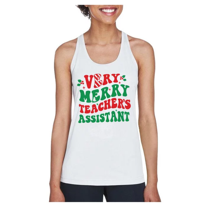 Merry Teaching Assistant Teacher Christmas Women's Racerback Tank