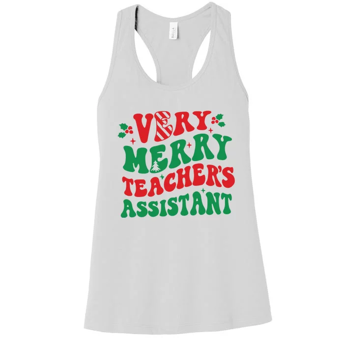 Merry Teaching Assistant Teacher Christmas Women's Racerback Tank