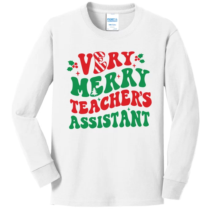 Merry Teaching Assistant Teacher Christmas Kids Long Sleeve Shirt