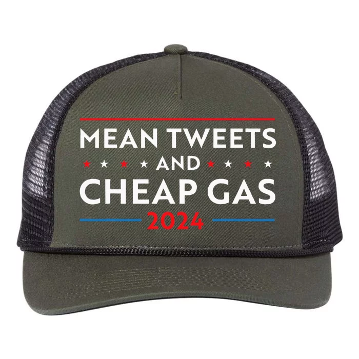 Mean Tweets And Cheap Gas Funny 2024 Pro Trump Retro Rope Trucker Hat Cap