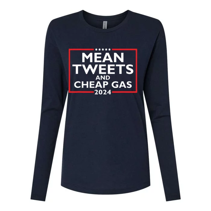 Mean Tweets And Cheap Gas Funny 2024 Protrump Election Womens Cotton Relaxed Long Sleeve T-Shirt