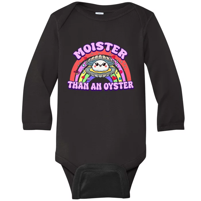 Moister Than An Oyster Funny Shellfish Seafood Baby Long Sleeve Bodysuit