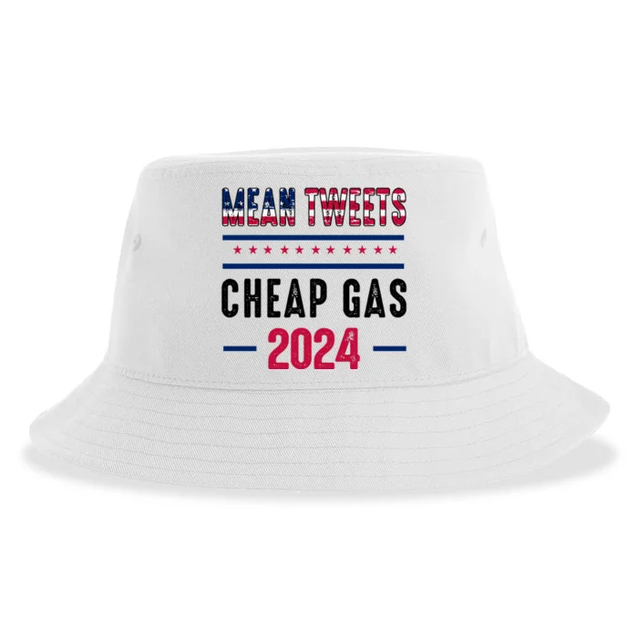 Mean Tweets And Cheap Gas Funny 2024 Pro Trump Sustainable Bucket Hat