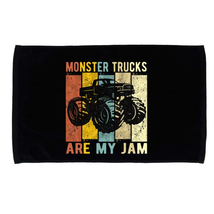 Monster Trucks Are My Jam Vintage Retro Monster Truck Microfiber Hand Towel