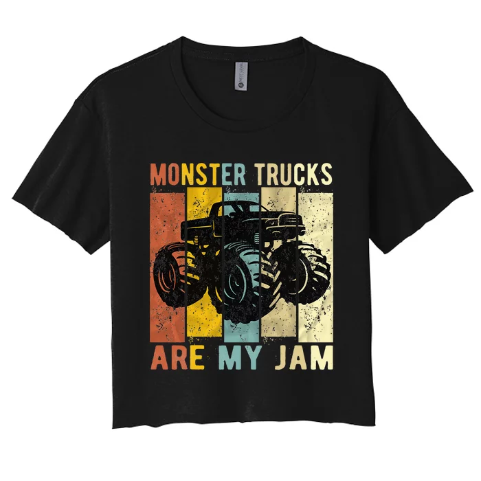 Monster Trucks Are My Jam Vintage Retro Monster Truck Women's Crop Top Tee