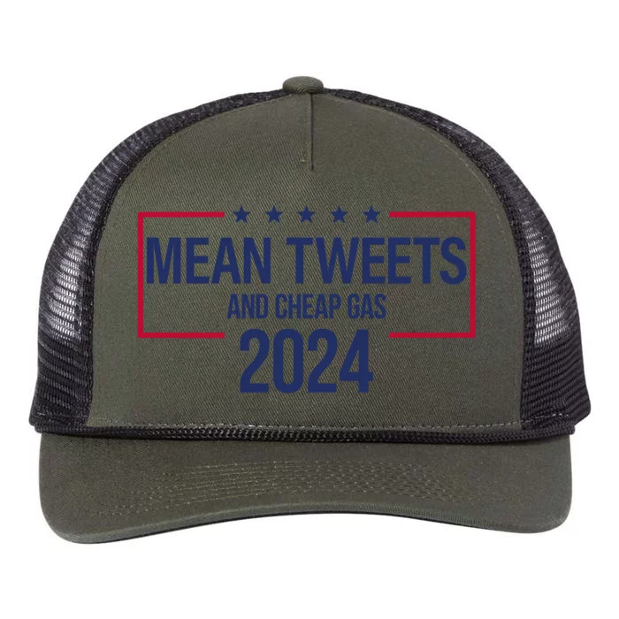 Mean Tweets And Cheap Gas 2024 President Donald Trump Great Gift Retro Rope Trucker Hat Cap