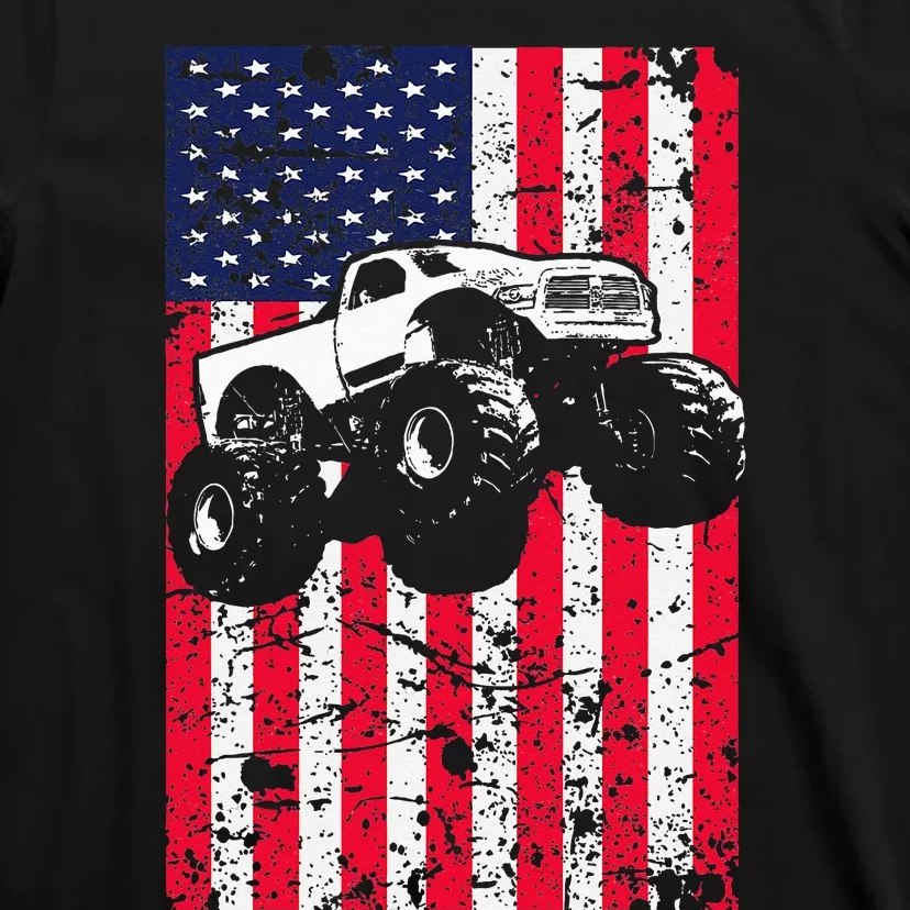 Monster Truck American Flag Racing USA Patriotic T-Shirt