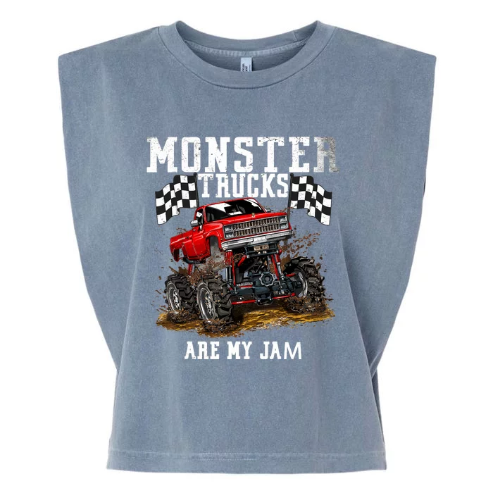 Monster Truck Are My Jam Gift Vintage Garment-Dyed Women's Muscle Tee