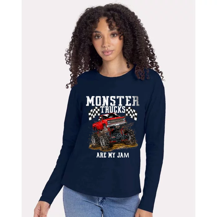 Monster Truck Are My Jam Gift Vintage Womens Cotton Relaxed Long Sleeve T-Shirt